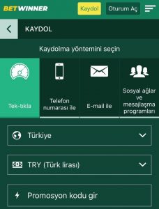 betwinner mobil üyelik
