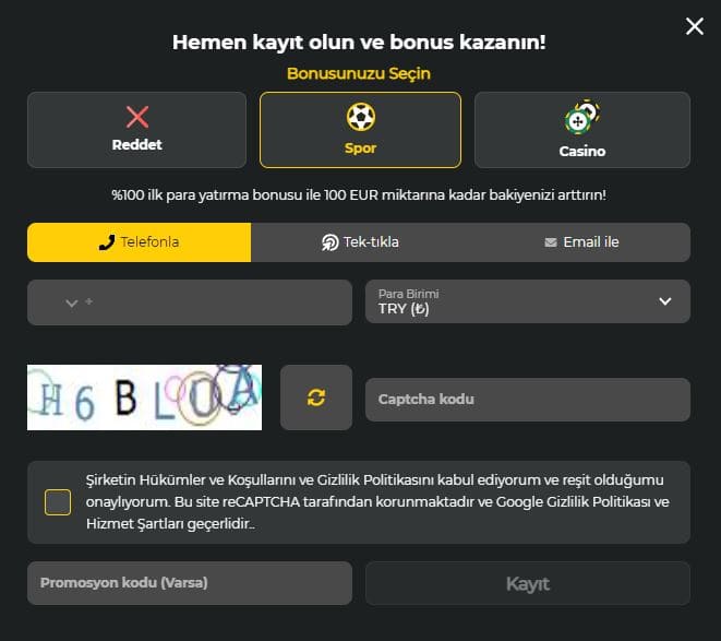 betwinner üyelik